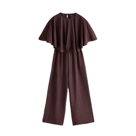 Burgandy Red Short Sleeve Cape Sleeve