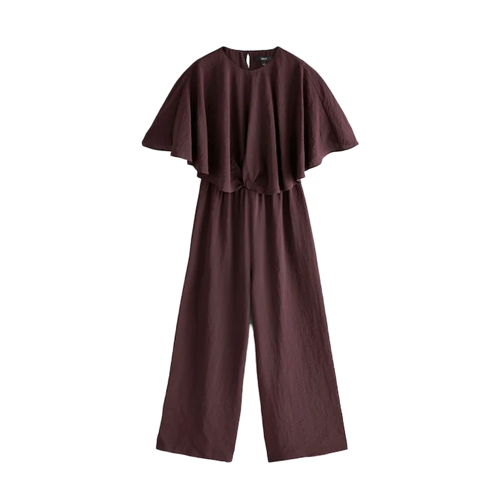 Burgandy Red Short Sleeve Cape Sleeve